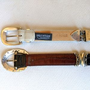 2 NEW Brighton Silver & Leather Women's Belts